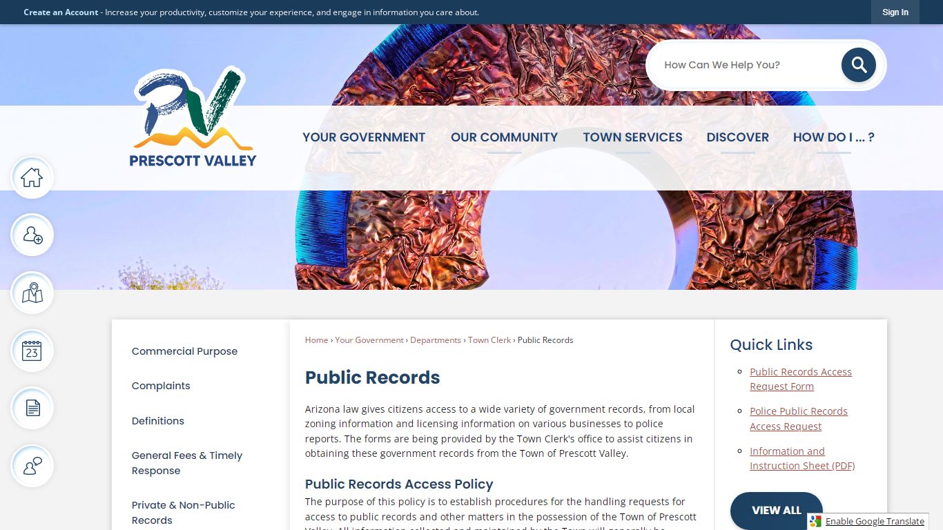 Public Records | Prescott Valley, AZ - Official Website